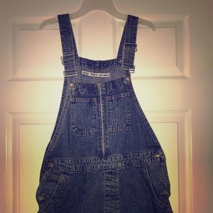 Denim zip overall shorts
